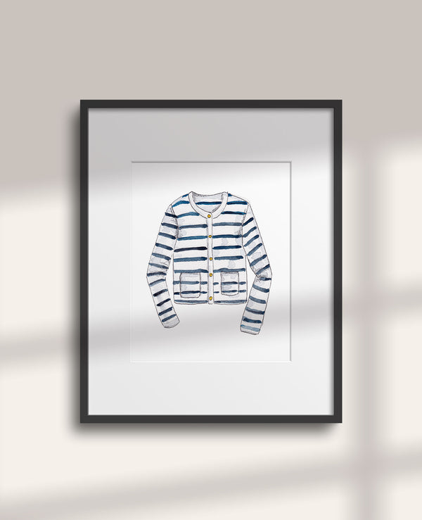 Blue Stripe Jacket Art Print