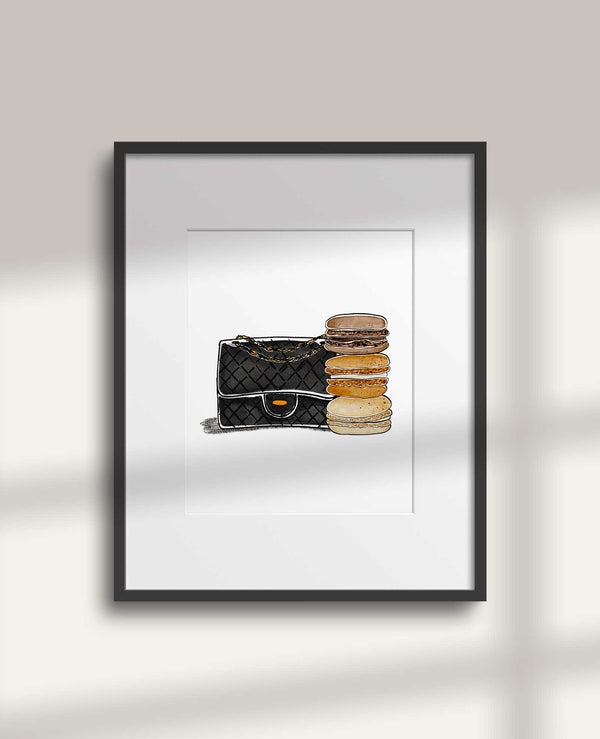 Bag and Macaron Art Print