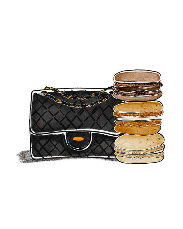 Bag and Macaron Art Print