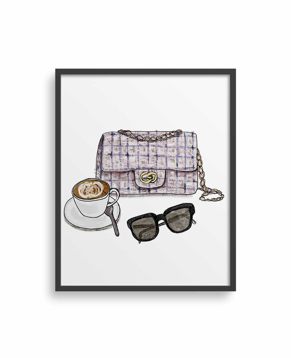Pink Tweed & Coffee Art Print