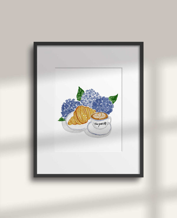 Hydrangea + Coffee Art Print