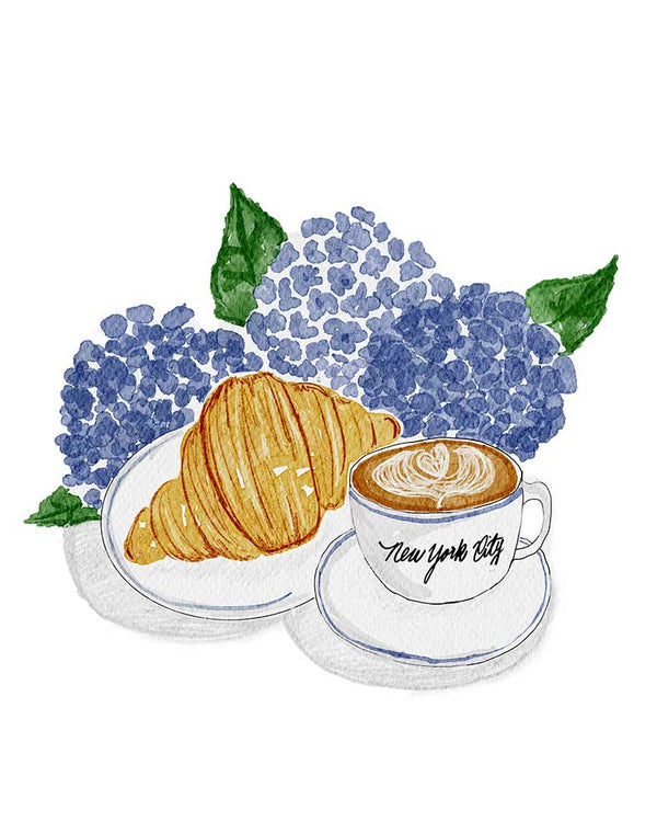 Hydrangea + Coffee Art Print